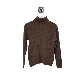 Willi Smith Women’s Brown Cable-Knit Wool Turtleneck Sweater Quiet Luxury Sz L